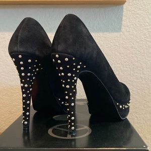 Steve Madden Shoes | Steve Madden Tristano Black Suede Heels | Color: Black
